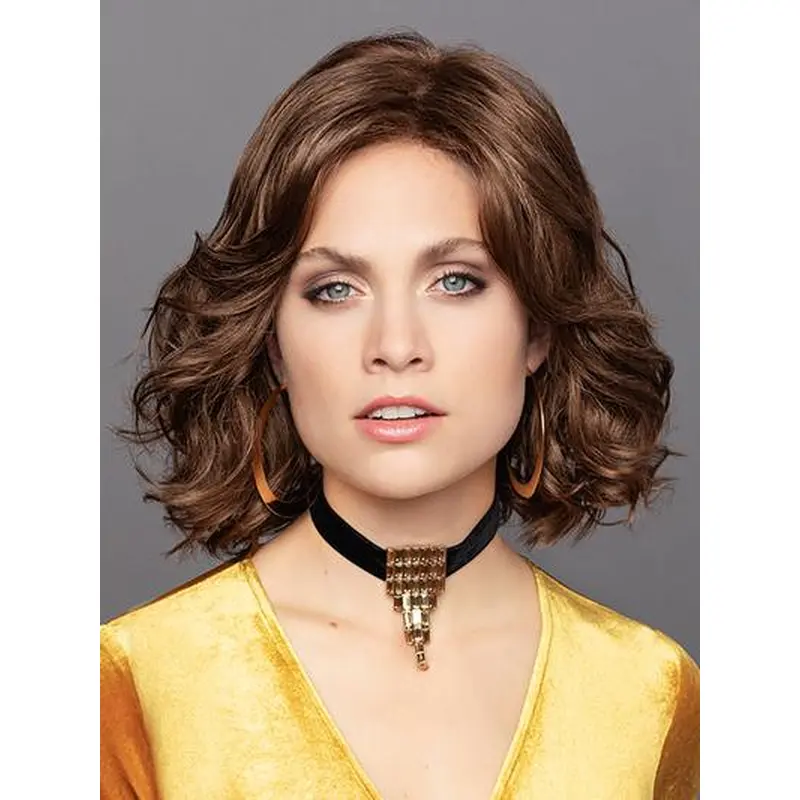 Shoulder Length Monofilament Synthetic Brown Smart Lace Wigs