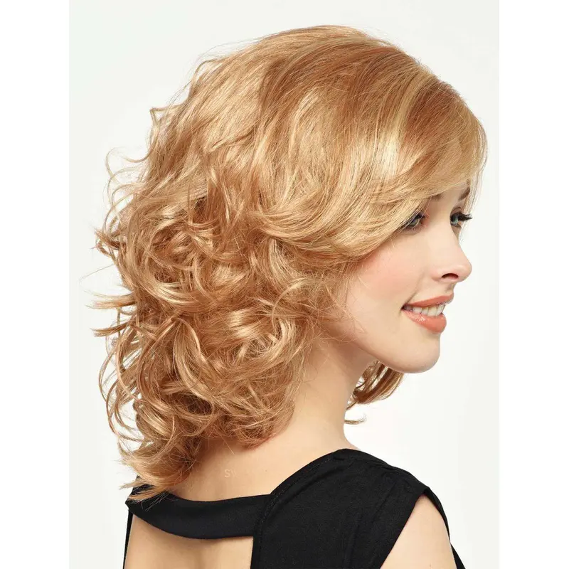 Blonde Curly Synthetic Stylish Medium Wigs