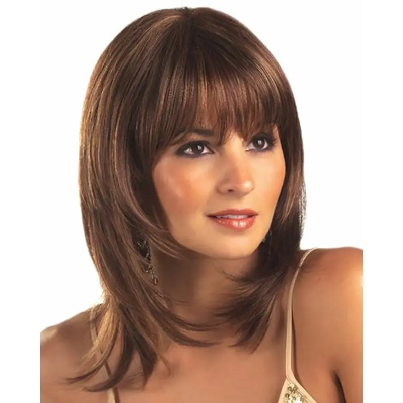 Lace Front Modern Straight Synthetic Wigs For Cancer