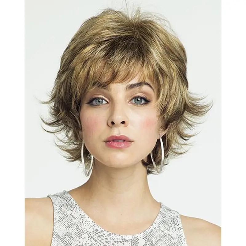 Blonde Curly Synthetic Sleek Short Wigs