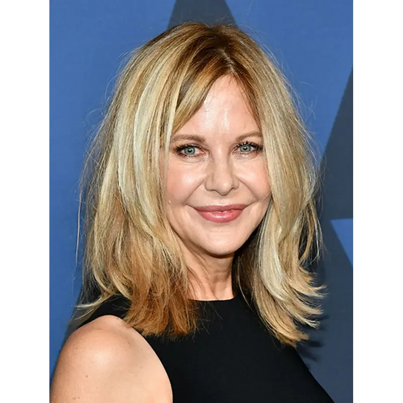Straight Shoulder Length Ombre/2 Tone Synthetic Meg Ryan Wigs