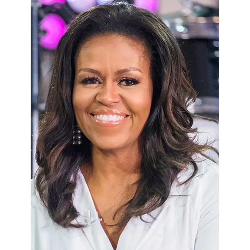 Wavy Black Full Lace Shoulder Length Without Bangs Michelle Obama Wigs