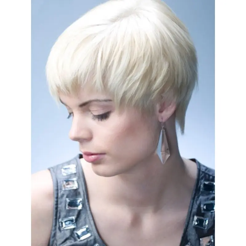 Young Fashion White Very Short Girl Capless Wigs