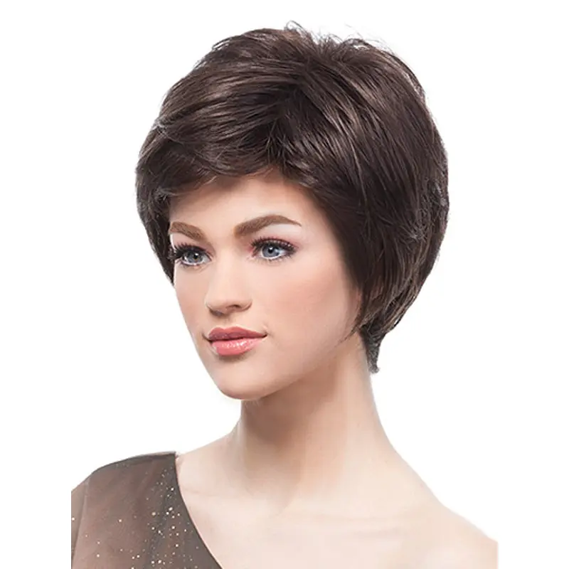 Monofilament Polite Boycuts Straight Short Wigs