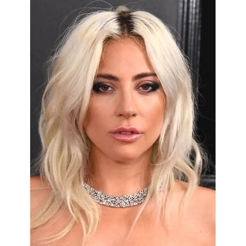Wavy Blonde Lace Front Shoulder Length Without Bangs Lady Gaga Wigs