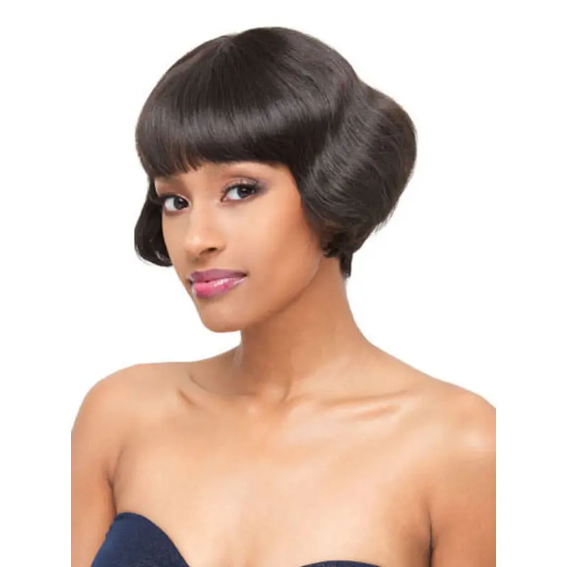 Black Wavy Brazilian Remy Hair Affordable Short Wigs