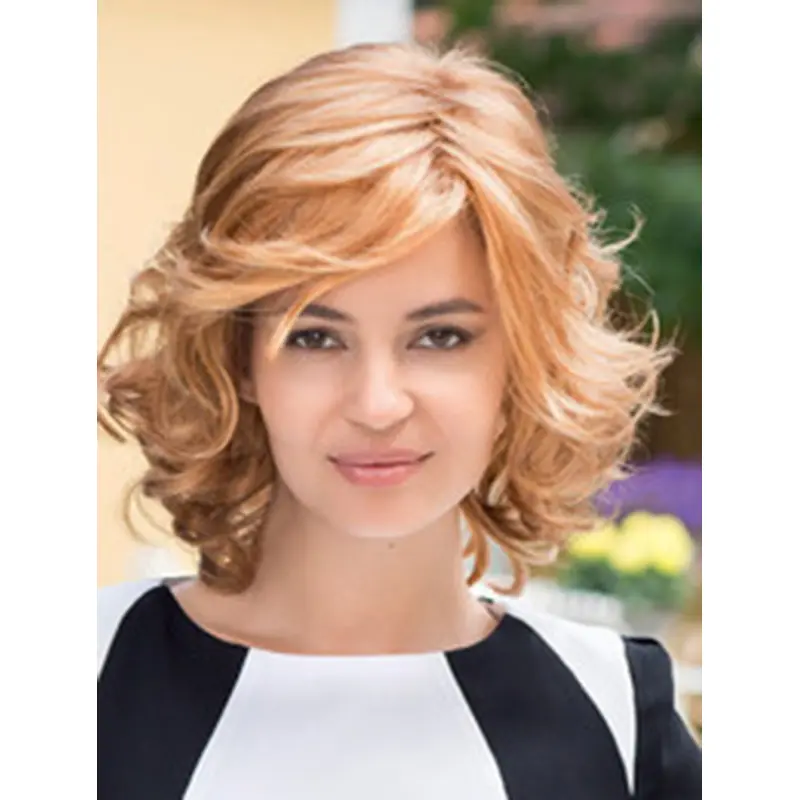 Durable Blonde Wavy Chin Length Human Hair Wigs & Half Wigs