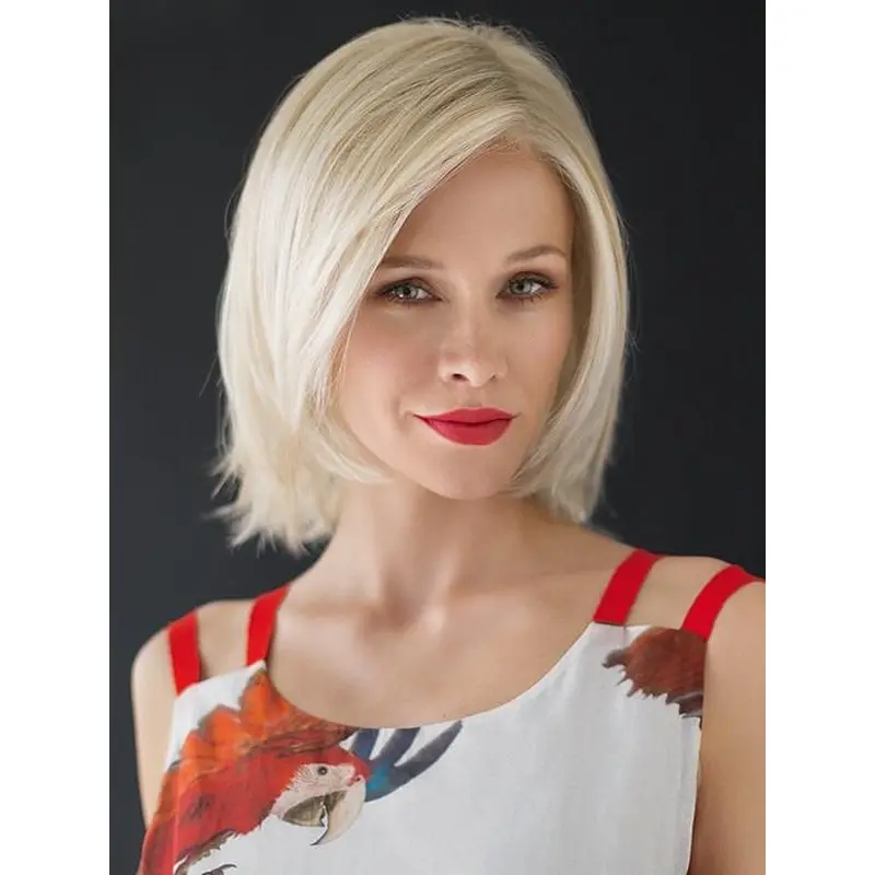 Monofilament 12" Straight Chin Length White Synthetic Wigs Online