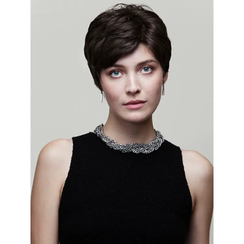 6" Wavy Brown Boycuts Short Wigs