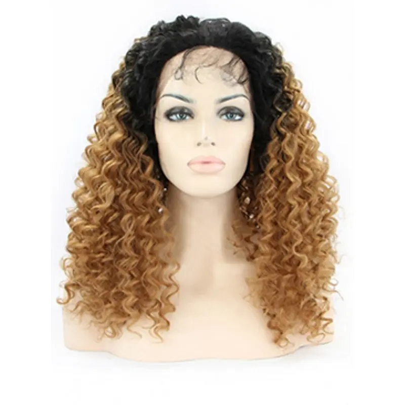 Amazing 22 Inch long Curly Style Lace Front 100% Remy Hair Ombre Wigs
