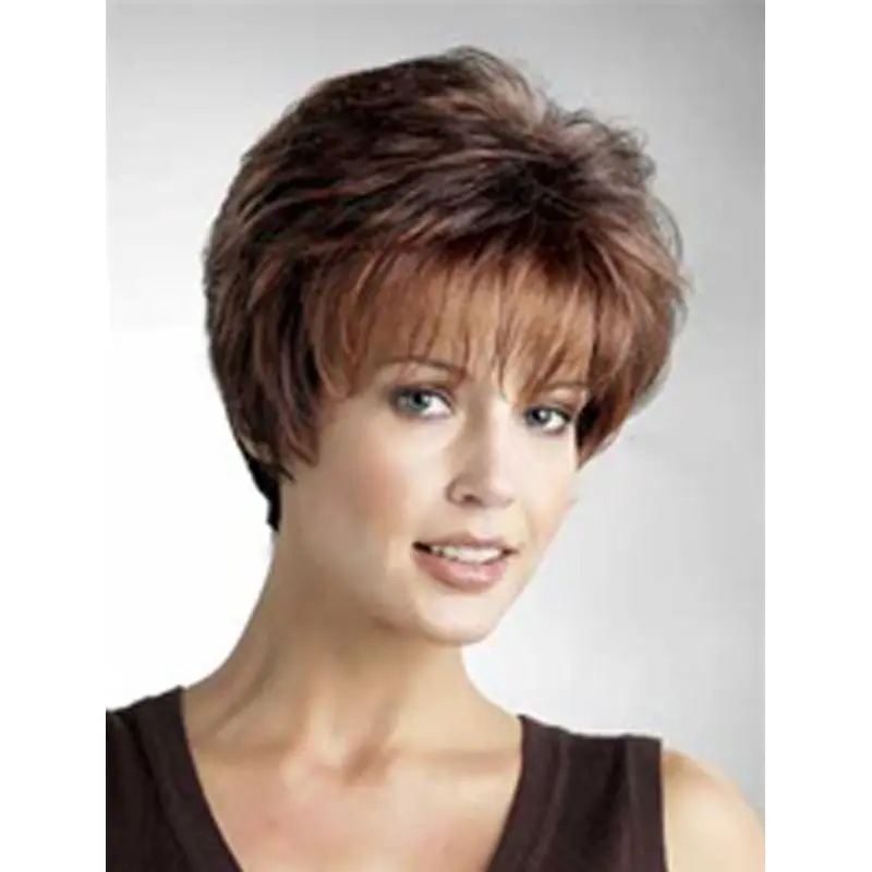 Fashion Auburn Layered Straight Short Wigs