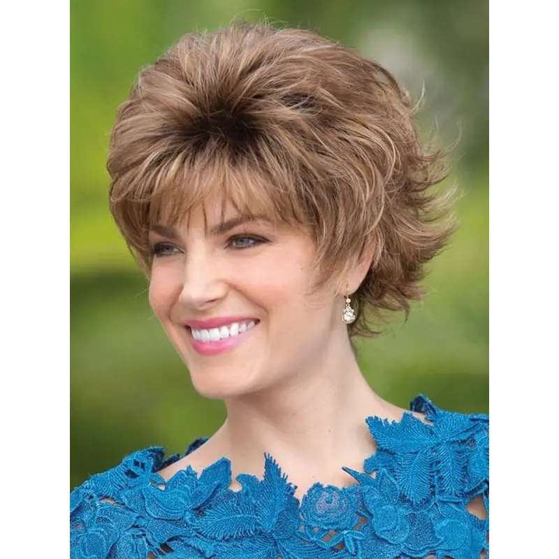 Wavy Brown 6" Synthetic Capless Wigs With Bangs