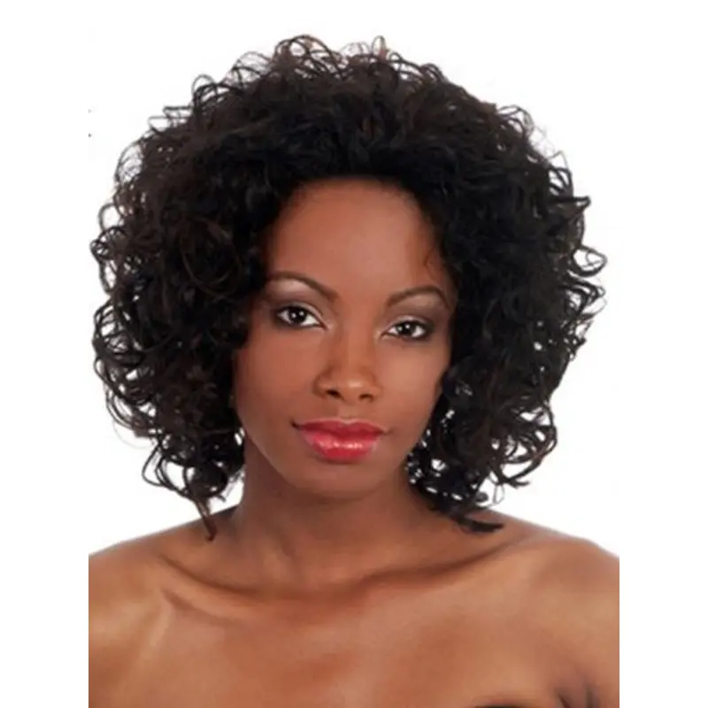 Black Curly Synthetic Convenient Medium Wigs