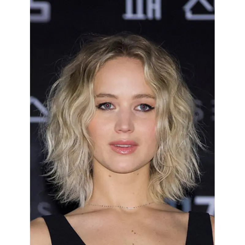 12" Lace Front Chin Length Synthetic Wavy Jennifer Lawrence Wigs