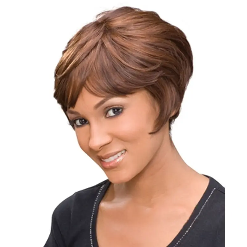 Auburn Wavy Short African American Wigs