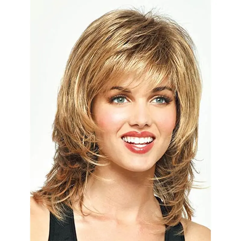 Blonde Straight Synthetic Fashionable Medium Wigs