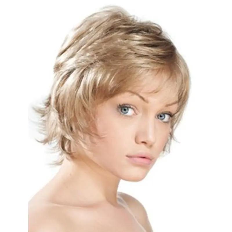 Blonde Monofilament Synthetic Natural Short Wigs