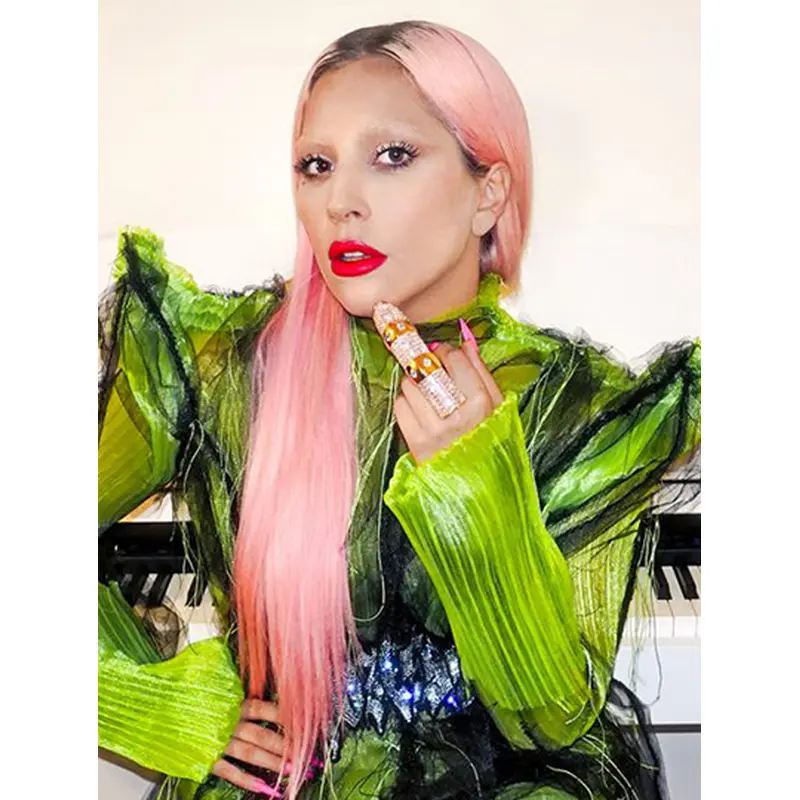 Straight Pink Lace Front Long Without Bangs Lady Gaga Wigs