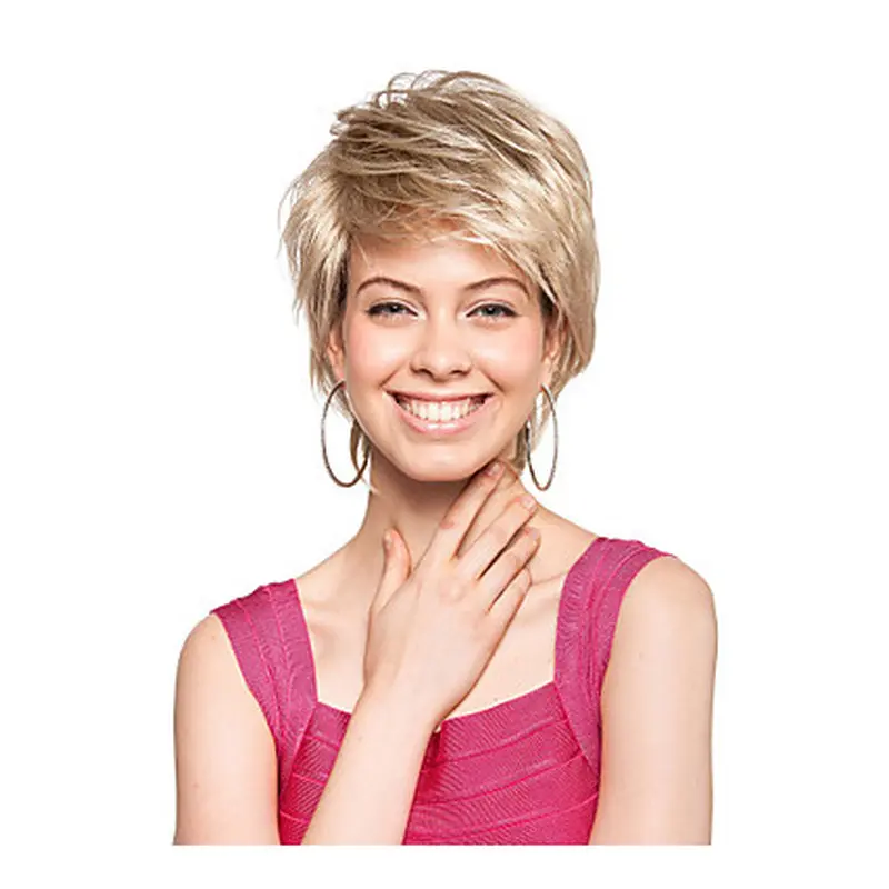 Trendy Blonde Straight Short Synthetic Wigs