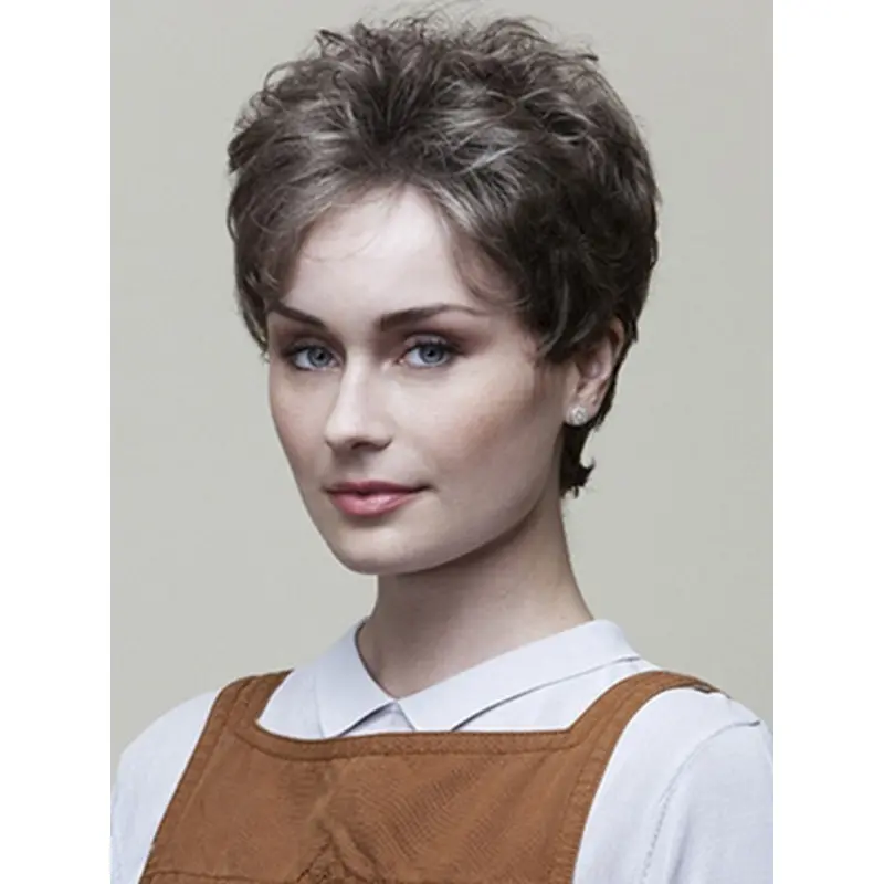6" Wavy Brown Classic Short Wigs