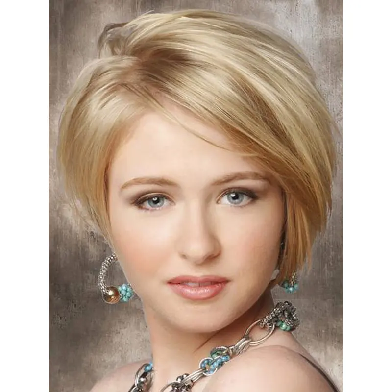 Exquisite Blonde Straight Chin Length Lace Front Wigs For Cancer