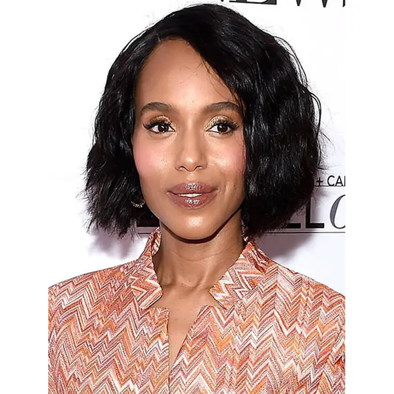Wavy Chin Length Black Synthetic Kerry Washington Wigs