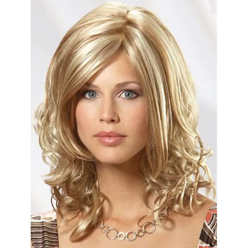 Beautiful Blonde Wavy Shoulder Length Lace Wigs