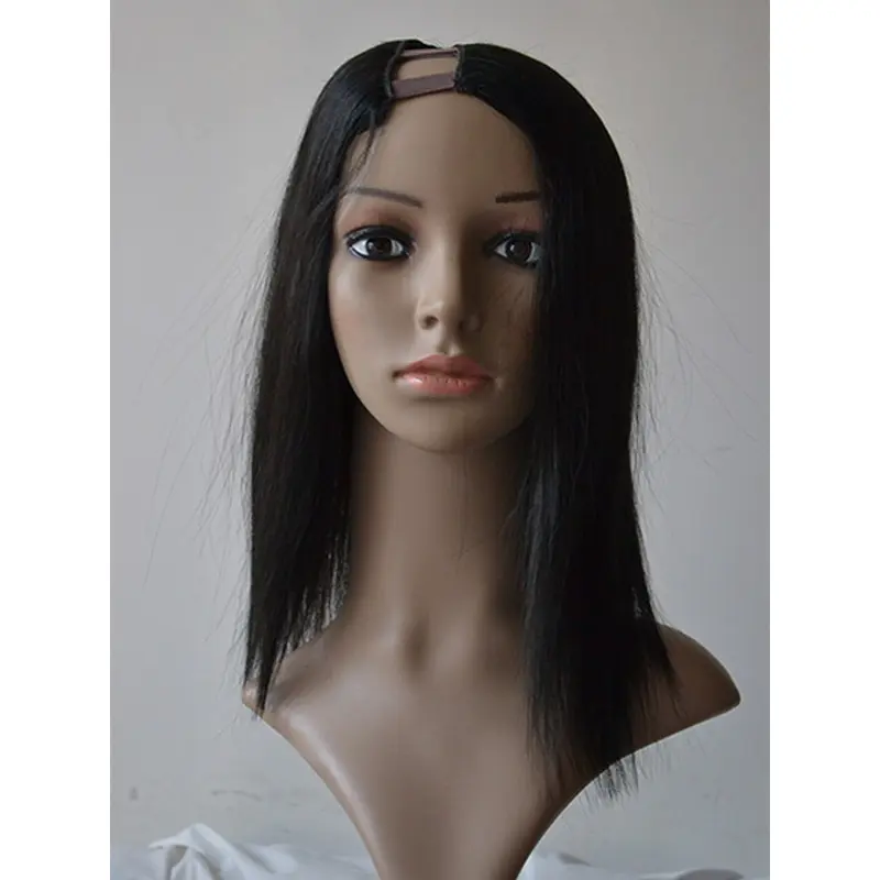 Trendy Black Lace Front Shoulder Length U Part Wigs