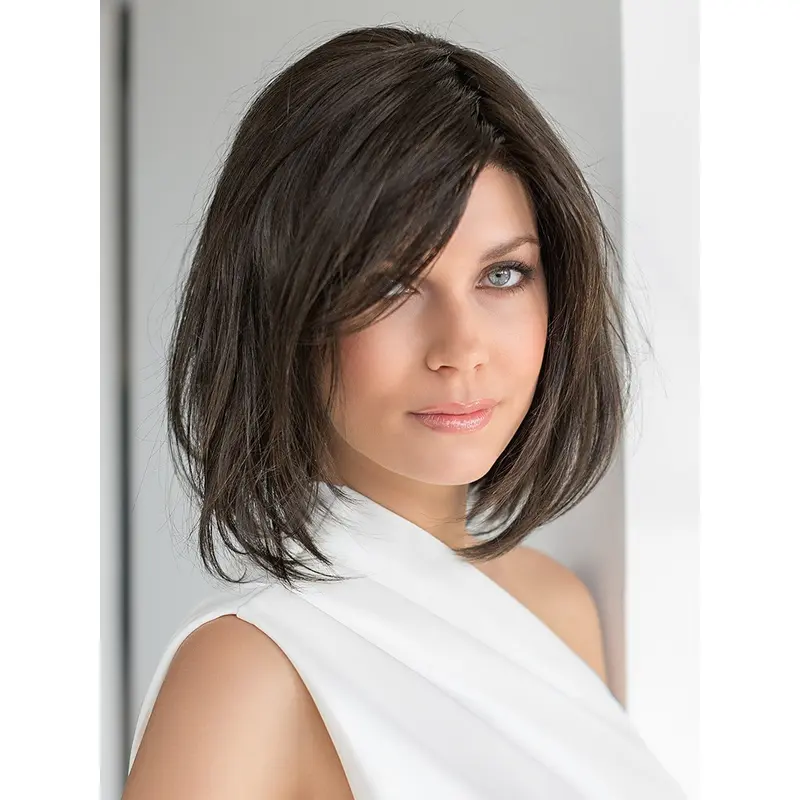 Brown 10" Straight Chin Length Bob Wigs