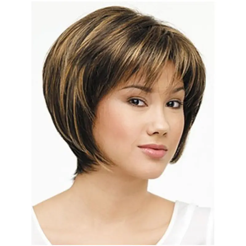 Lace Front Straight Synthetic Durable Medium Wigs