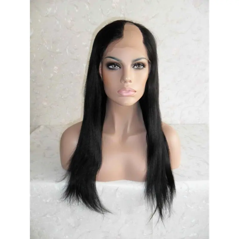 Fashionable Black Lace Front Long U Part Wigs