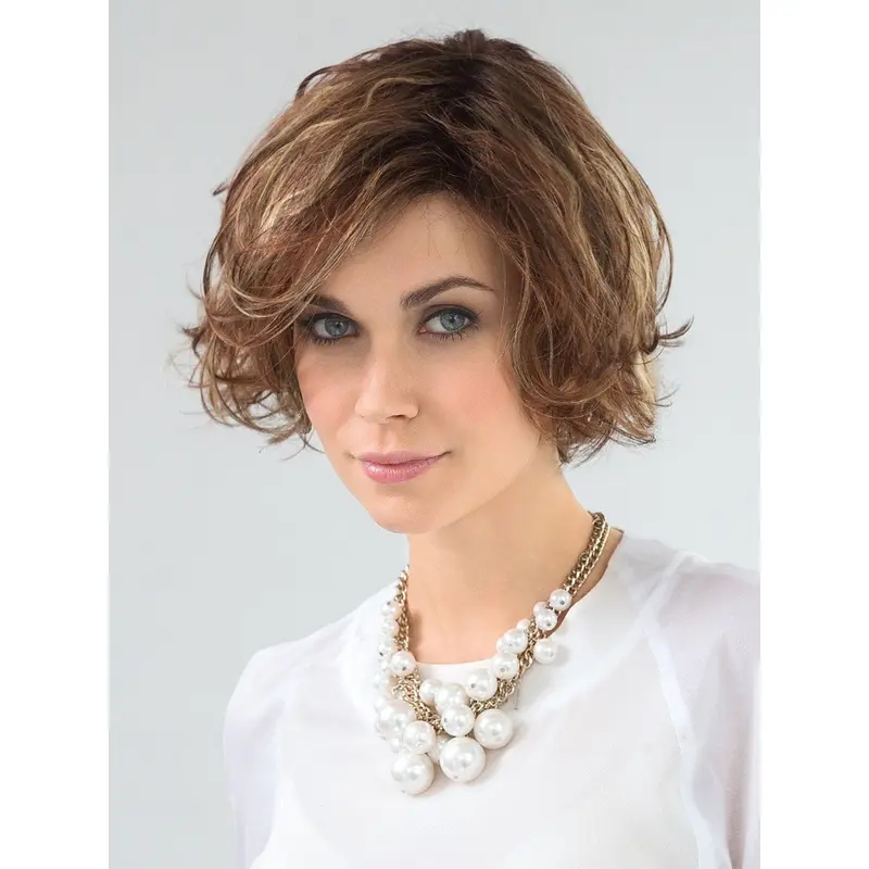 Brown 6" Wavy Monofilament High Quality Synthetic Brown Wig