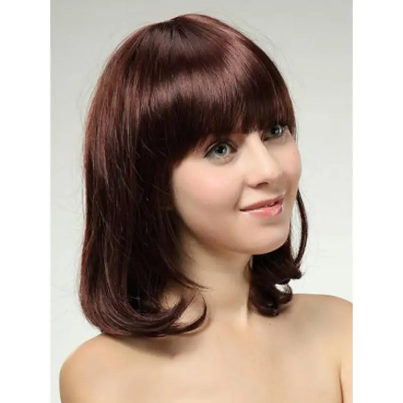 Fashionable Auburn Straight Shoulder Length Wigs