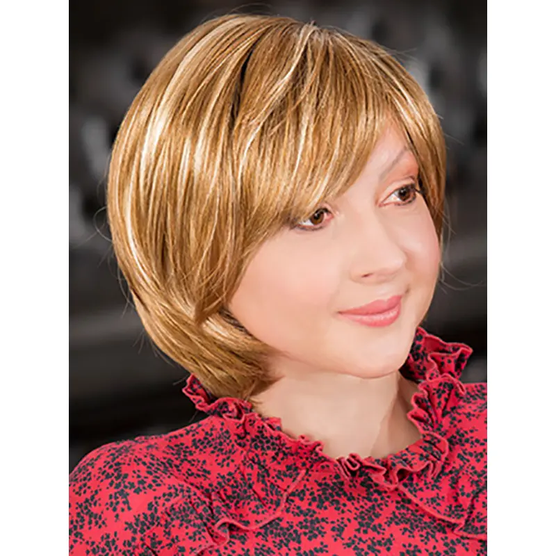 Monofilament Blonde Chin Length Straight 10" Bobs Good Quality Synthetic Wigs