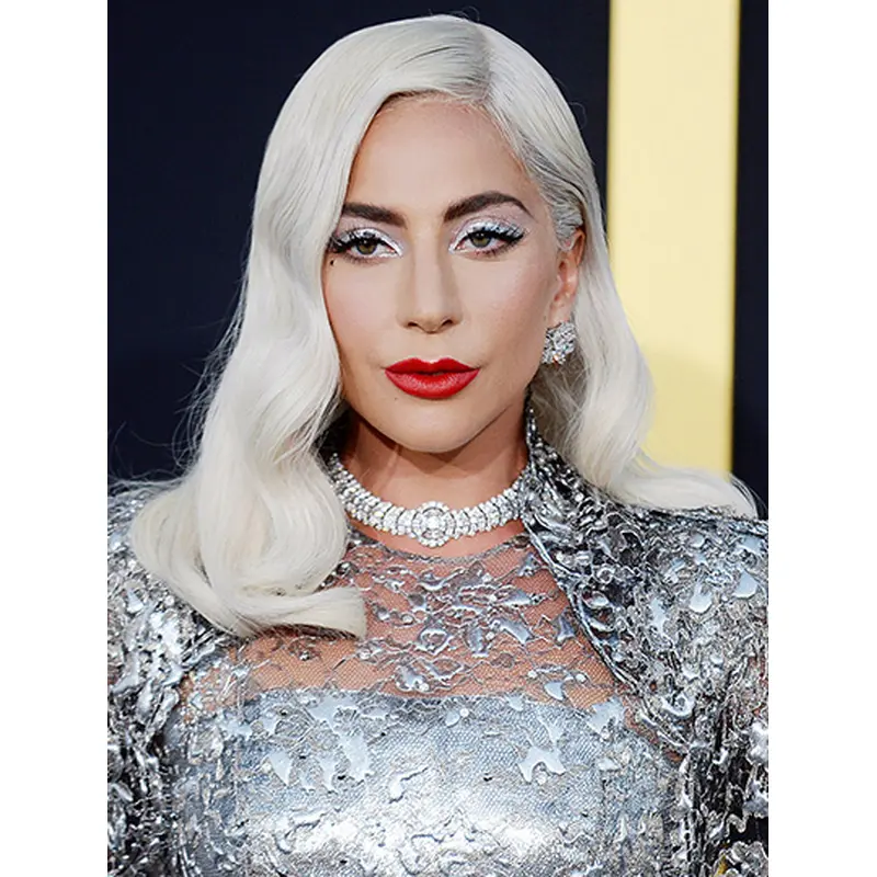 Wavy Grey Lace Front Shoulder Length Without Bangs Lady Gaga Wigs