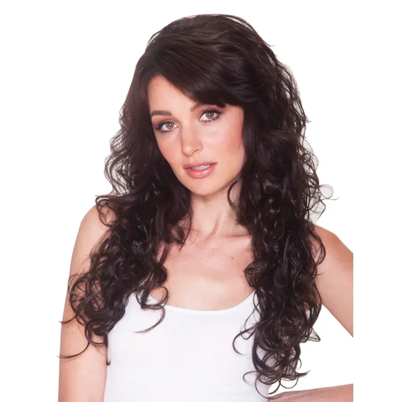 New Brown Curly Long Human Hair Wigs & Half Wigs