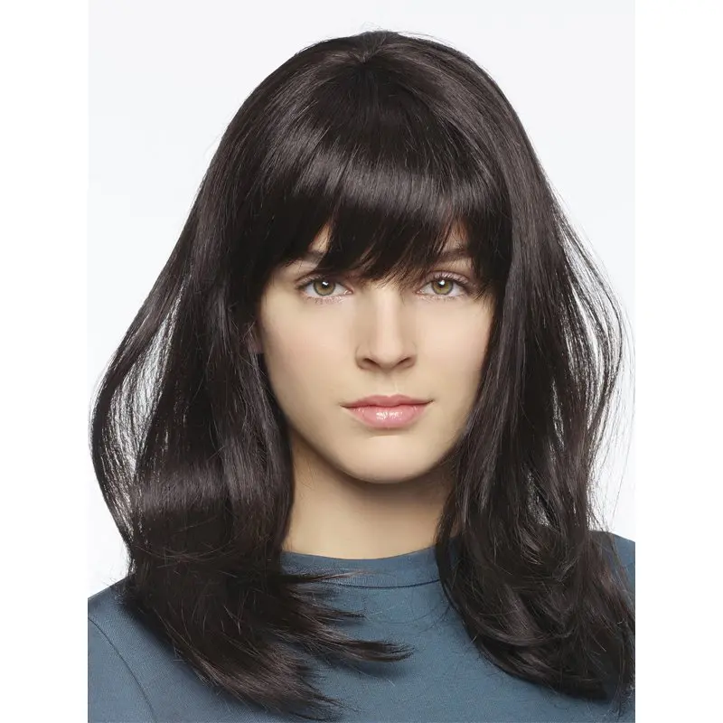 Fabulous Black Long Straight With Bangs High Quality Wigs