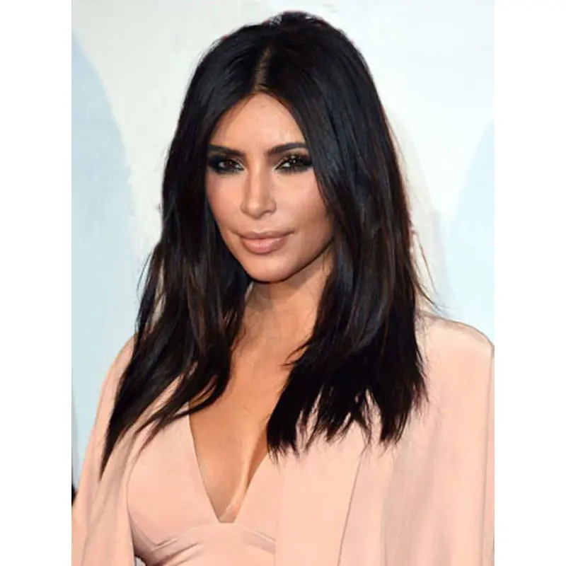 Sexy Long Straight Kim Kardashian Hairstyle Synthetic Lace Front Wigs 18 Inches
