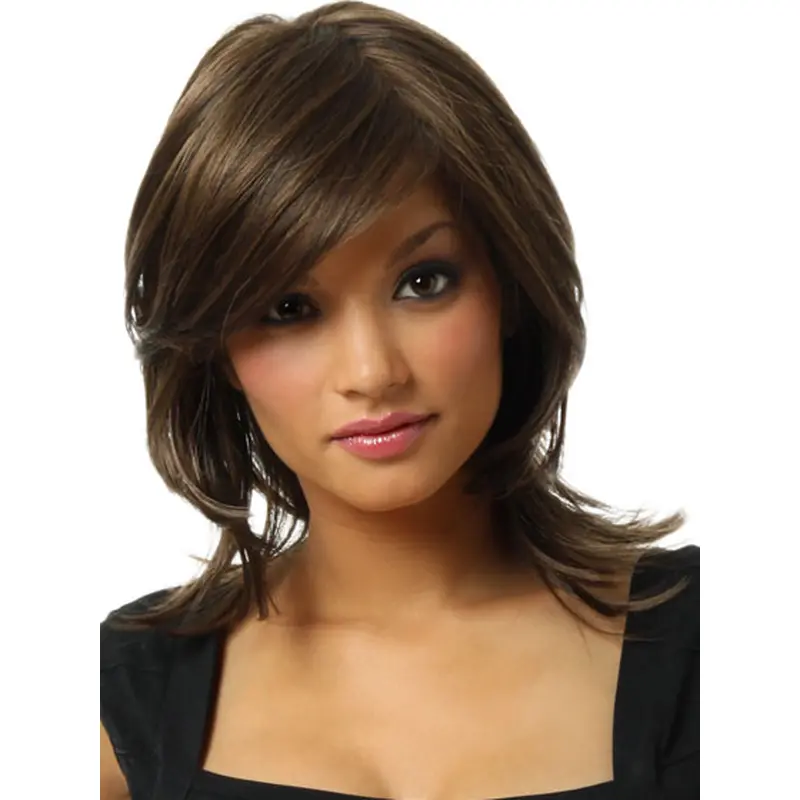 Tempting Monofilament Straight Shoulder Length Lace Front Wigs For Cancer