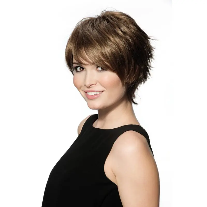 Fabulous Chin Length Straight Brown With Bangs High Quality Wigs