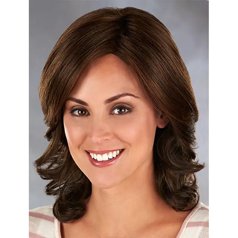Exquisite Auburn Curly Shoulder Length Lace Front Wigs