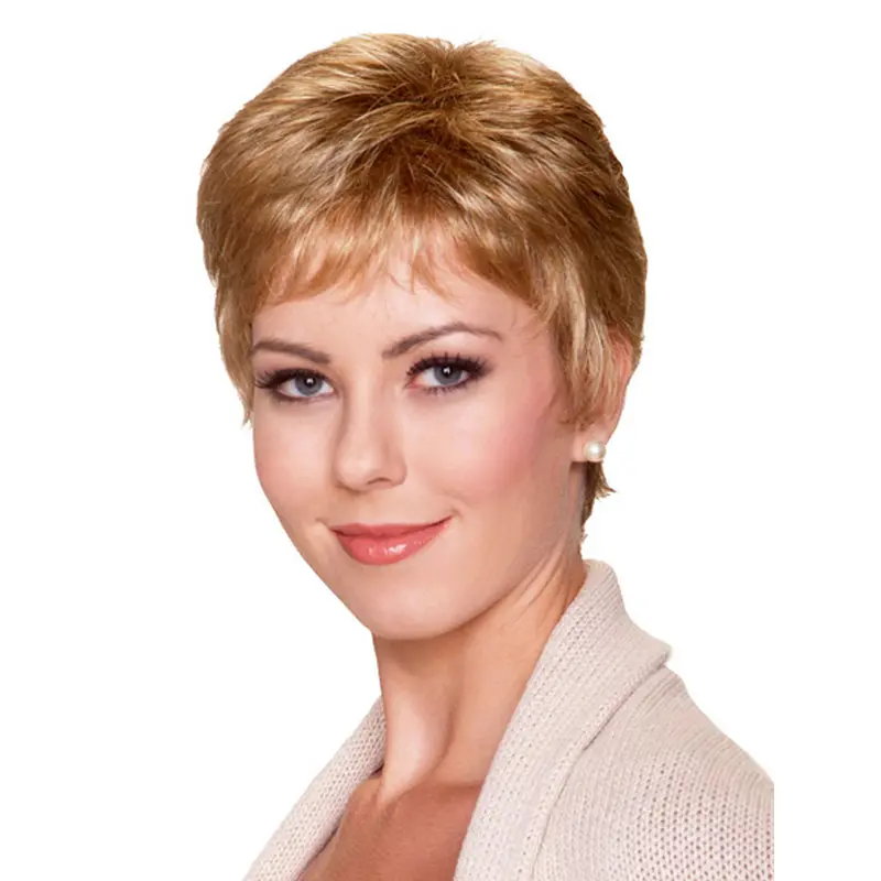 Blonde Monofilament Synthetic Gentle Short Wigs