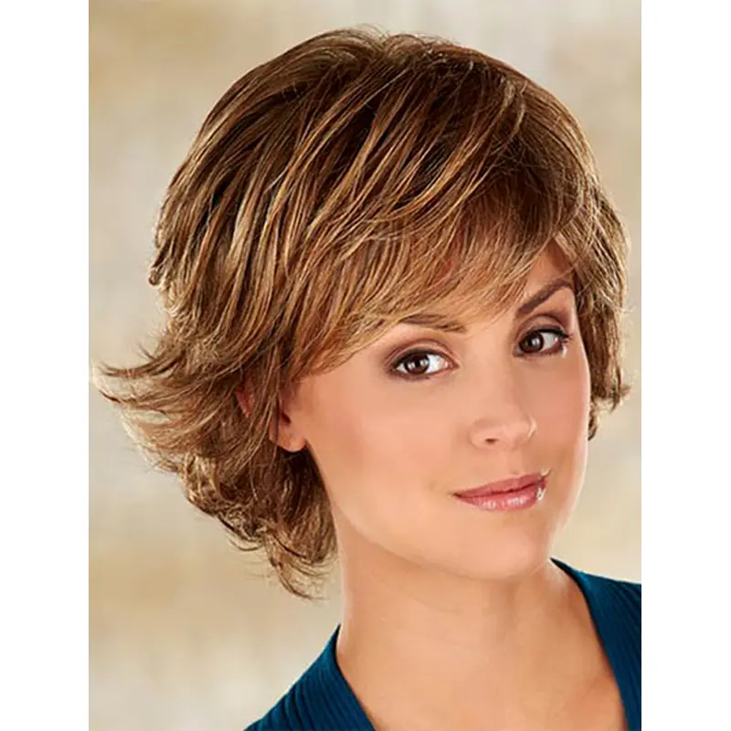Tempting Synthetic Brown Wavy Medium Wigs