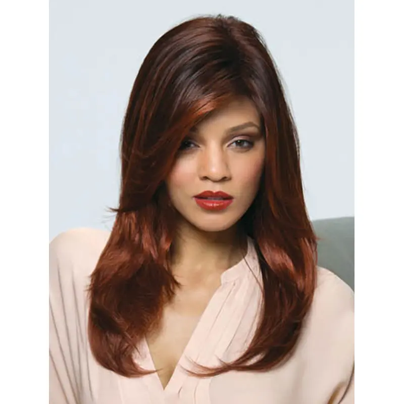 Unique Auburn Straight Synthetic Long Wigs