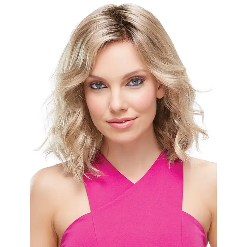 Blonde Wavy Synthetic Durable Medium Wigs