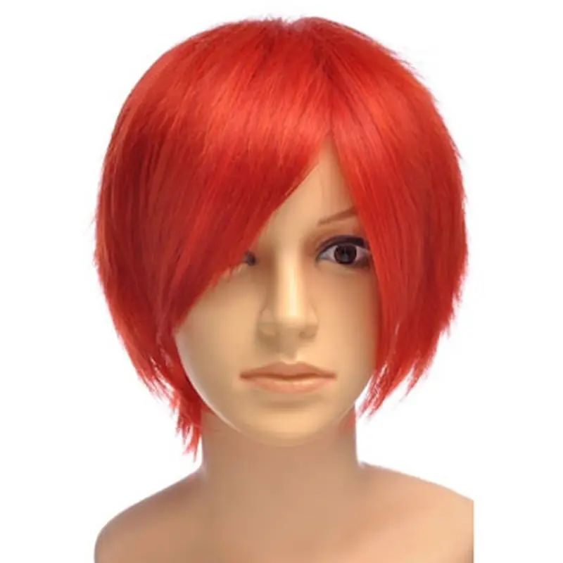 8 Inches Short Straight Lace Front Red Synthetic Wigs