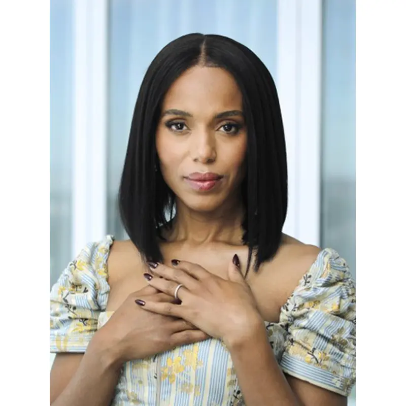 Straight Chin Length Black Synthetic Kerry Washington Wigs