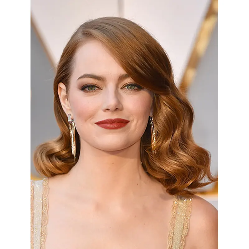 16" Lace Front Long Blonde Without Bangs Emma Stone Wigs