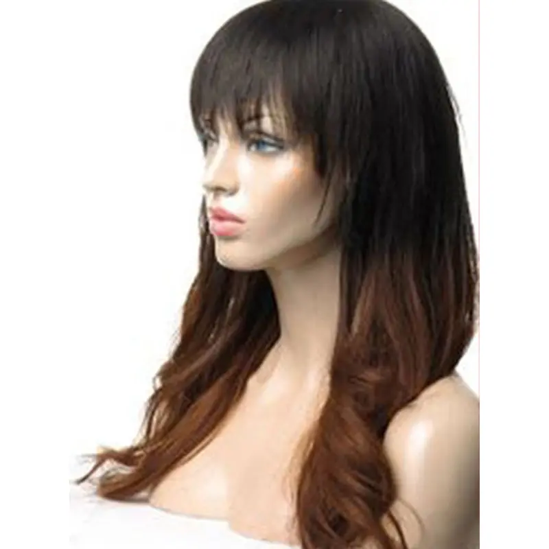 Affordable 24 Inch long Wavy Style Lace Front 100% Remy Hair Ombre Wigs