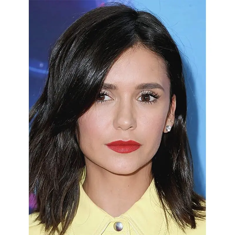 Bobs Wavy Shoulder Length Black Lace Front Nina Dobrev Wigs